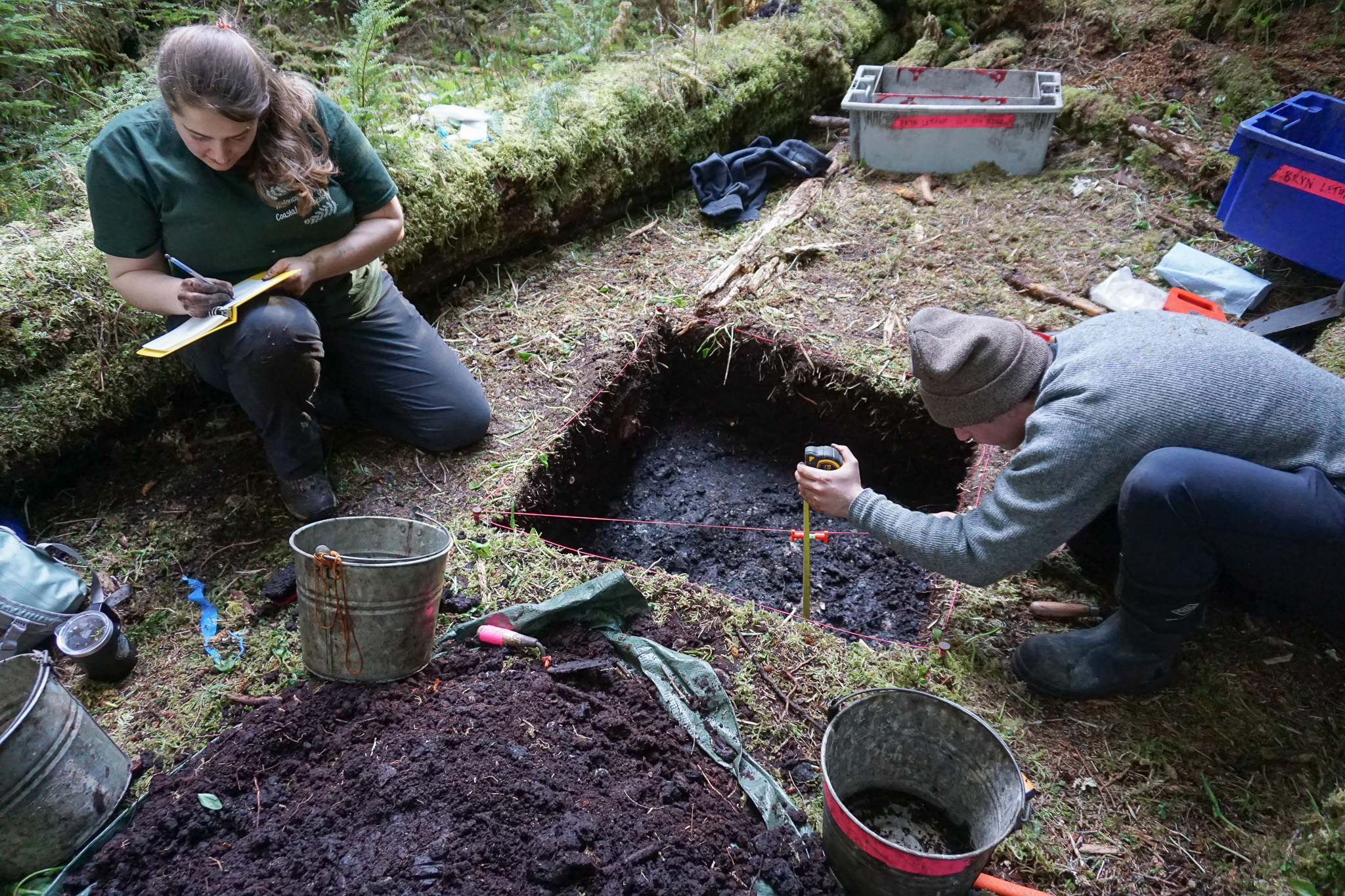 Students investigating for artifacts