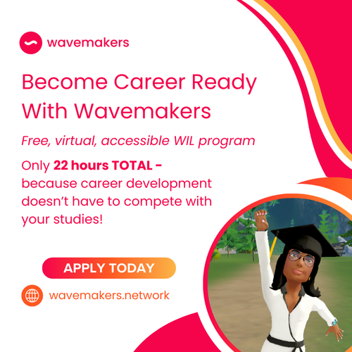 A graphic with information on how to apply to wavemakers