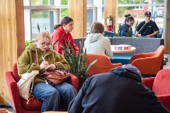 Students sitting in the Health and Wellness Centre