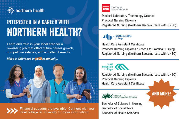 Northern Health and Northern Post Secondary Collaborative postcard