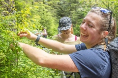 Student gathering plant specimens during the Traditions in Bloom field school.