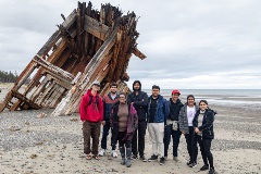 Students with Josh at the Pesuta Shipwreck.