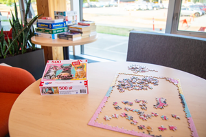A puzzle in progress on a table